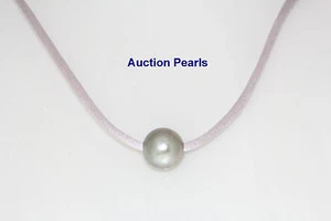 Collana In Perle Tahitiane Unisex In Oro Bianco 14kt 17" 1/2 12-13mm - Foto 1 di 4