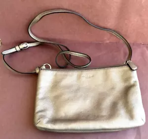 Coach Silber Metallic Leder Schulter Doppelreißverschluss Crossbody Handtasche Tasche - Bild 1 von 4
