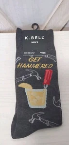 Men's Crew Socks Size 10-13 K Bell Get Hammered Novelty Fashion New - Picture 1 of 2