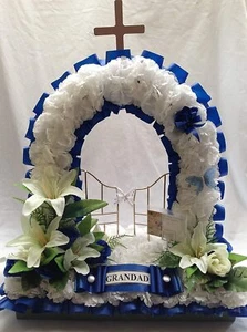 Artificial Silk Funeral Flower Gates of Heaven Tribute Memorial Faux Bespoke - Picture 1 of 9