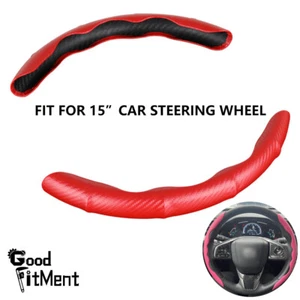 For Honda Civic Accord 15"/38cm Red Leather Car Steering Wheel Cover Anti Slip - Bild 1 von 15