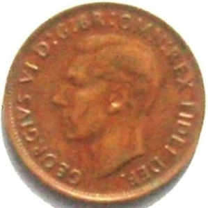 Australia Coin, 1949 bronze one penny, King George VI KG6 - Picture 1 of 2