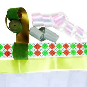 Cintas artesanales de corte suelto con bordes de alambre organza rizado terciopelo verde grosgrain a granel - Imagen 1 de 3