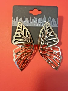 Nicole Miller New York, Butterfly Wing Earrings, NWT, stud post, 2.5" x 1" - Picture 1 of 6