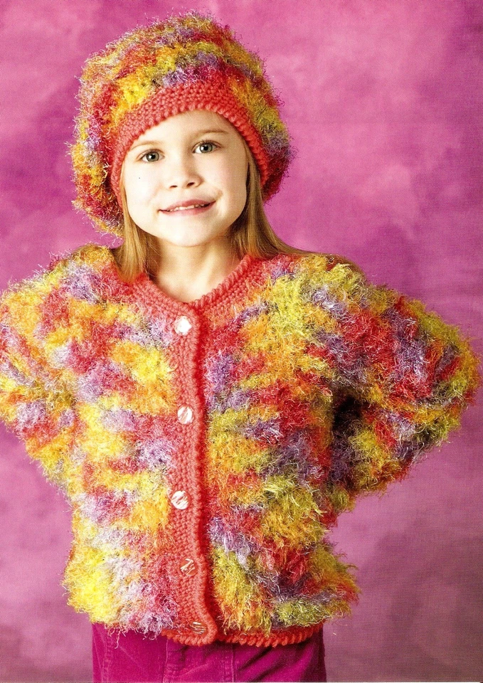 PRETTY Rainbow Sherbet Sweater & Beret/Crochet Pattern INSTRUCTIONS ONLY - Image 1 of 1