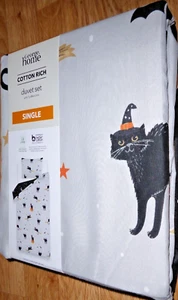 MYSTIC BLACK CAT & MOON HALLOWEEN size SINGLE REVERSIBLE DUVET COVER BEDDING SET - Picture 1 of 5