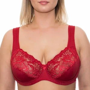 Underwire Full Coverage Bra Wide Strap Soft Unlined Cup Plus Size 34-48C-G H I J - Picture 1 of 16