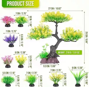 Large Aquarium Fish Tank 10pc Artificial Plants | Ornament | Yellow Tree | Grass - Picture 1 of 12