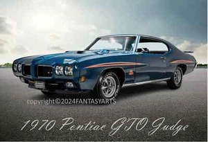 1970 Pontiac GTO Richter blau Premium Fotodruck Wandbild versch. Größen - Bild 1 von 1