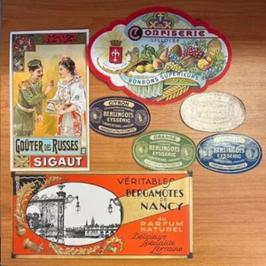 7 ALTE ETIKETTEN SÜSSWAREN / DESSERT / BONBONS Berlingots / OLD LABELS - Bild 1 von 4