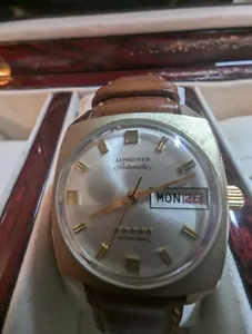 Rare Longines Automatic Admiral 5 Star Square Date and Day 10k gf Bezel GUC - Picture 1 of 6