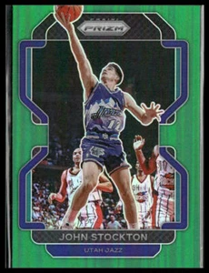 John Stockton #267 2021-22 Panini Prizm Green Utah Jazz - Picture 1 of 2