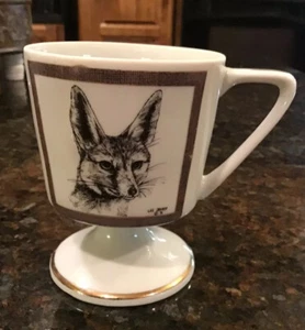 Vintage 1976 Roth Grußkarten Fuchskopf Zeichnung Tasse mit Fuß Künstler Lee Jayred - Bild 1 von 5
