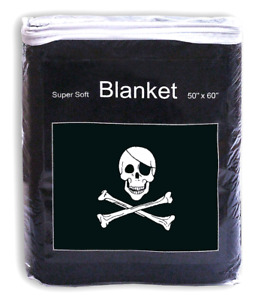Jolly Roger Fleece Blanket NEW 5 ft x 4.2 ft Pirate Skull & Crossbones Flag NIB