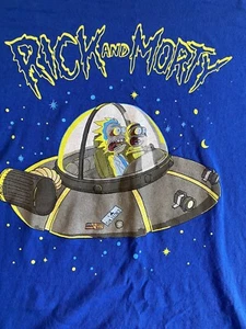 Rick and Morty T-Shirt Herren 2X Grafik Raumschiff blau Tee [Erwachsene Schwimmen] Logo - Bild 1 von 6