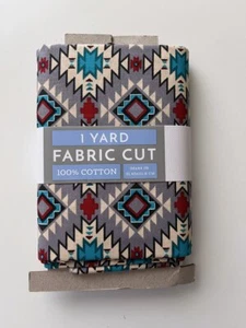 Southwest Fabric | Blue Gray Beige Geometric | David Textiles PRECUT YARD - Picture 1 of 1