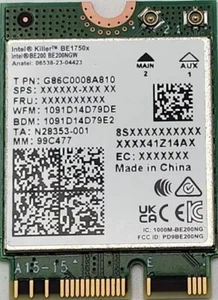 Intel Killer BE200 1750x & BT 5.4 Wi-Fi 7 Card with M.2. pcie Key E Interface - Picture 1 of 3