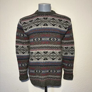 Vintage Antartex Fair Isle Knit Jumper 90s Retro Wool & Silk Sweater Men's Small - Picture 1 of 8