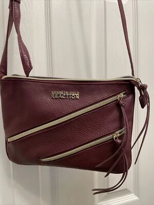 Kenneth Cole Reaction Crossbody Leather Purse Bag Dark Red Oxblood - Image 1 of 4