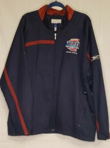 Chaqueta cortavientos NFL Reebok para hombre cremallera frontal Super Bowl XLII azul marino/rojo talla XL - Imagen 1 de 6