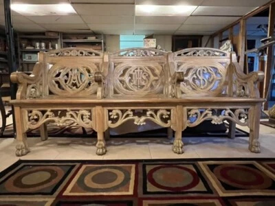 Handcarved Gothic Wooden Bench/Sedilia- Presider's Bench - Image 1 of 4