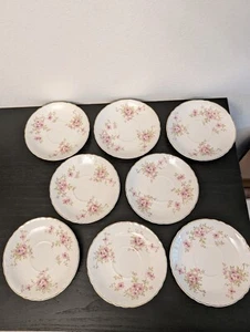 (8) W. S. George Radissoner? Pink Floral Design Saucers Made In USA VGC - Picture 1 of 8