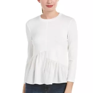 Rebecca Taylor 162876 Women's Asymmetric Hem Silk Blouse White Sz. Medium - Picture 1 of 2