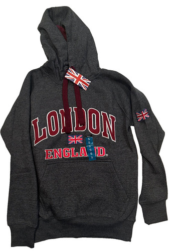 VETEMENTS Felpa con cappuccio unisex K&K Apparel London England taglia small grigia marrone nuova con etichette