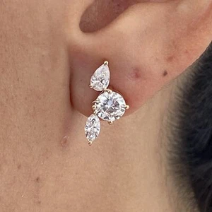 Mix Shape Lab-Created Diamond Stud Earrings 14k Rose Gold 2.15Ct F/VS - Picture 1 of 6