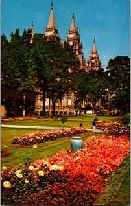 Postkarte Gärten Tempel Platz Salt Lake City Utah Chrom unbesendet - Bild 1 von 2