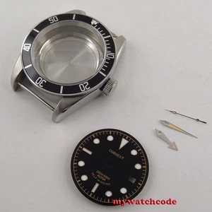 41mm Black Bezel Sapphire Glass Watch Case  dial  hand fit Miyota 8215 8205 - Picture 1 of 4