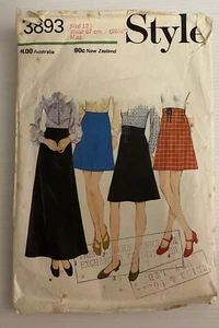 Faldas Estilo 3893 Vintage Años 70 Patrón de Costura Talla: 12 - Imagen 1 de 12