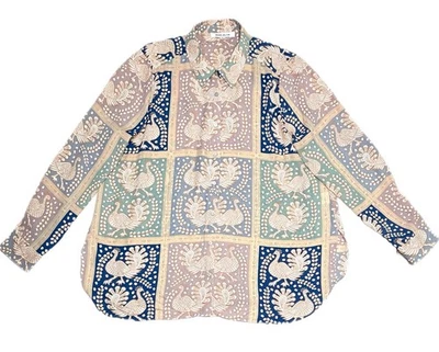 Rose + Olive 女式长袖纽扣透明衬衫 XL 码 — 第 1/4 张图片