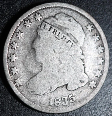 МОНЕТА НОМИНАЛОМ 10 ЦЕНТОВ 1835 С ИЗОБРАЖЕНИЕМ БЮСТА С КРЫШКОЙ - Изображение 1 из 2