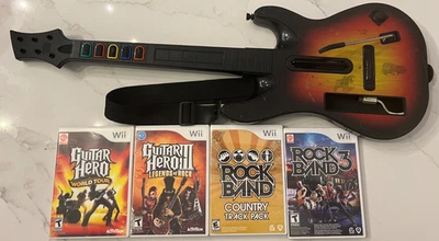 🎸Controller Wii Guitar Hero Sunburst 95455.805 con cinturino, cover e 4 giochi🎸 - Immagine 1 di 4