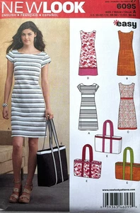New Look Pattern 6095 Womens Easy Knit Dress Shift 10 -22 Tote Bag Luggage - Picture 1 of 2