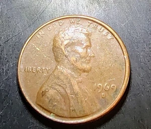 1969-D, Lincoln Memorial Penny, No "FG" On Reverse And Has A Floating Roof - Picture 1 of 3