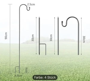 Schäferhaken 4 Stück Schäferstab laternenstab Garten,Hirtenbogen Haken 90 cm - Bild 1 von 6