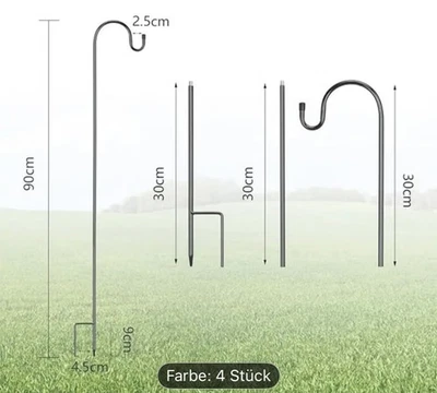 Schäferhaken 4 Stück Schäferstab laternenstab Garten,Hirtenbogen Haken 90 cm - Bild 1 von 4