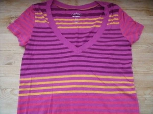 Old Navy Women Shirt Pink Orange Stripes Short Size S 36 38 #B0244 - Picture 1 of 1