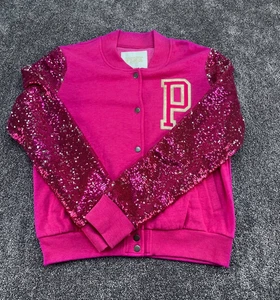 Victoria’s Secret Pink Varsity Jacket Bling Sequin Size Large VS Limited Edition - Picture 1 of 11