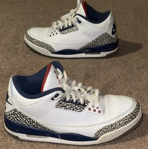 Air Jordan 3 Retro OG Mid True Blue Sneakers - Shoes Size 12 - Picture 1 of 8