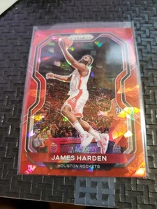 James Harden RED CRACKED ICE 2020-21 Panini Prizm Basketball #112 Rockets Nets - Picture 1 of 2