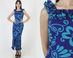 Vintage Sun Fashions Honolulu Dress Tiki Luau Hawaiian Vibrant Beach Sundress - Picture 1 of 8