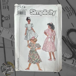 Simplicity 9574 Girls' Dress Pattern Size 7-8-10-12-14 Vintage 1990s PreCut - Picture 1 of 5