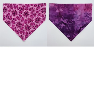Bandanas florales rosa púrpura flores reversibles sobre el cuello perro Foto 1 de 4