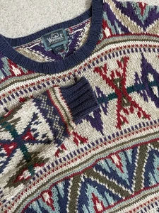 Vintage Woolrich Sweater Womens Large Multi Color Hand Knit Pull Over Heavy - Bild 1 von 9