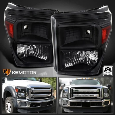 Black Fits 2011-2016 Ford F250 F350 F450 F550 Super Duty Headlights Headlamps Foto 1 de 4