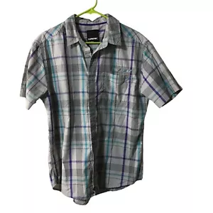 CAMICIA UOMO TONY HAWK MANICHE CORTE GRIGIO VIOLA BLU A QUADRI MANICHE CORTE ABBOTTONATE - Foto 1 di 4