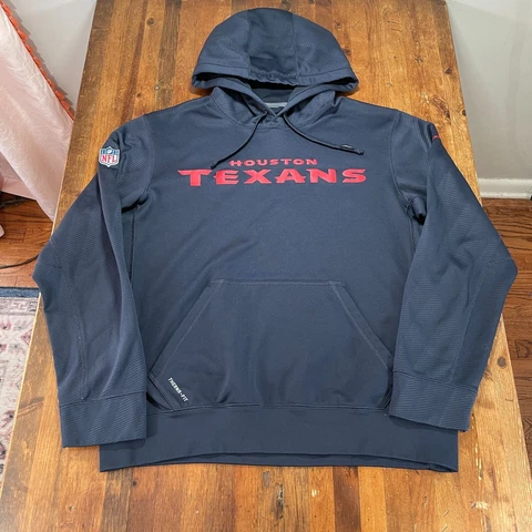 Houston Texans Hoodie Mens Medium Nike Blue Pullover Sweatshirt ThermaFIT NFL Cover